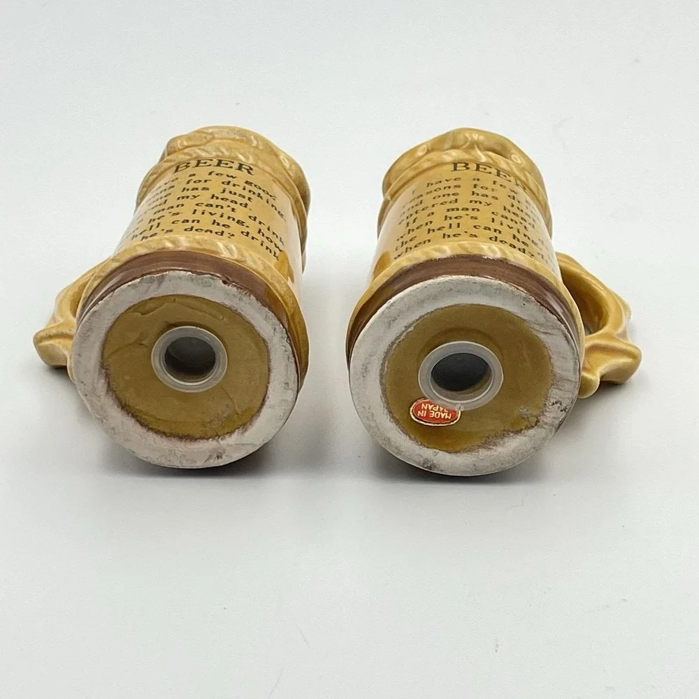 Vintage Beer Mug Stein Salt And Pepper Shakers Set‎ Japan Ceramic Barware 3.25